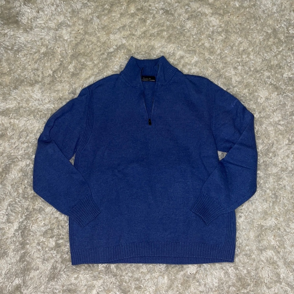 Faconnable Blue merino wool quarter zip sweater